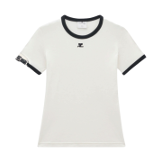(W) Courreges Buckle Contrast T-Shirt White Heritage Black