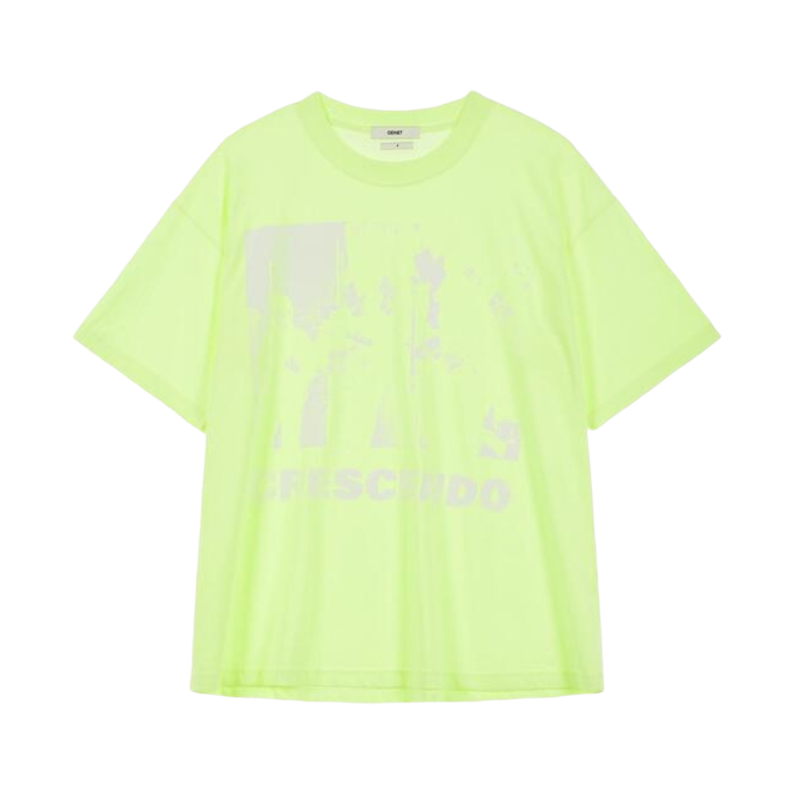 (W) 다이닛 크레센도 그래픽 티셔츠 네오 그린((W) Deinet Crescendo Graphics T-Shirt in Neo Green)