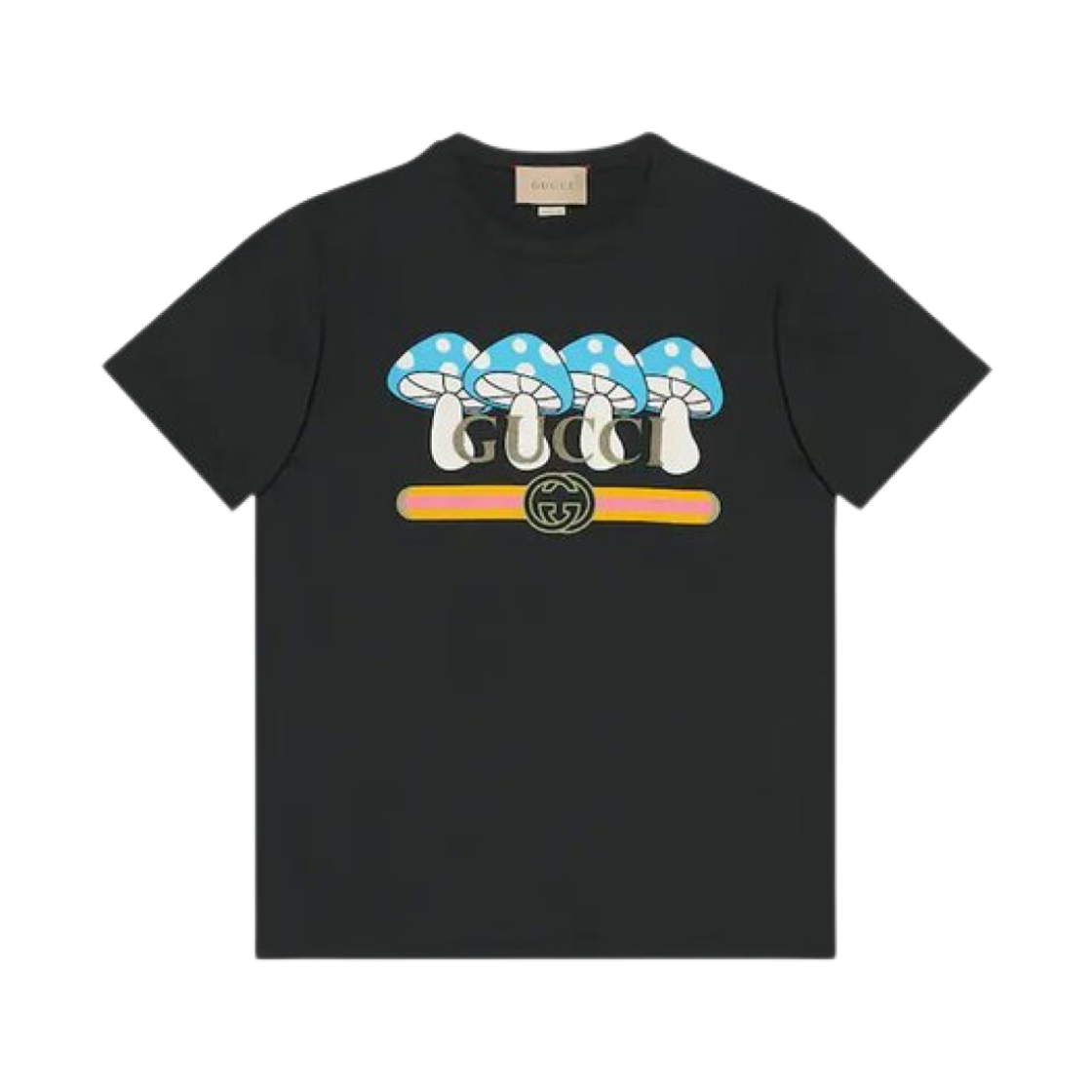 구찌 머쉬룸 GG 로고 프린트 티셔츠 블랙(Gucci Mushroom GG Logo Print T-Shirt Black)