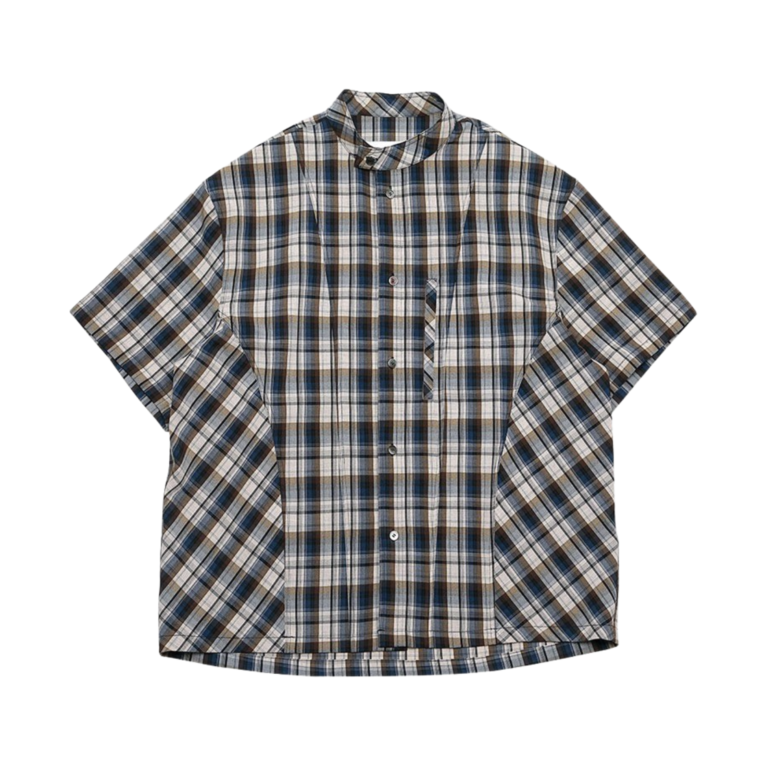 알렌느 바이커 디테일 3D 1/2 셔츠 블루 체크