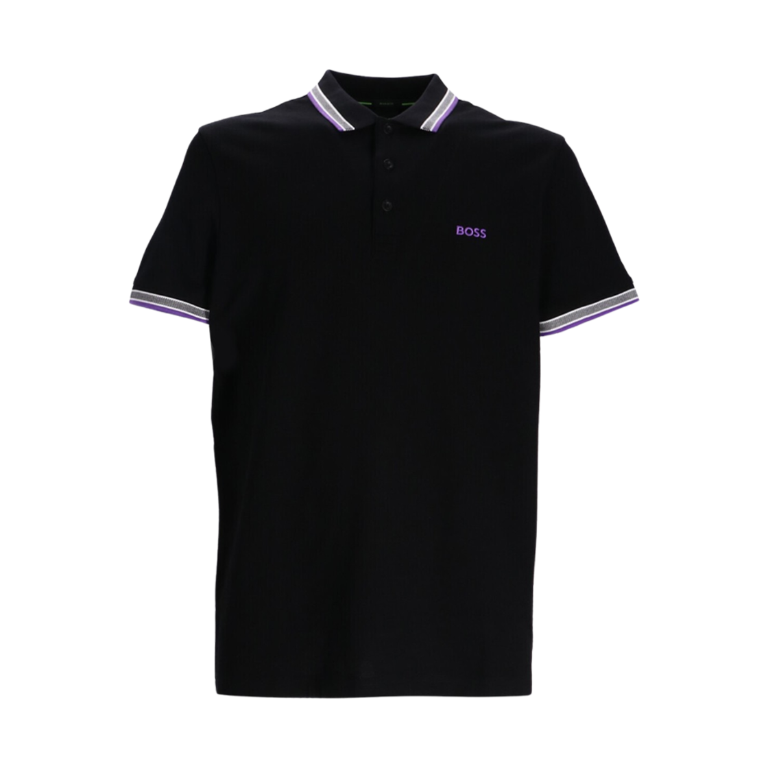 50469055-008 Hugo Boss Cotton Pique Paddy Polo Shirt with Logo Undercollar Black