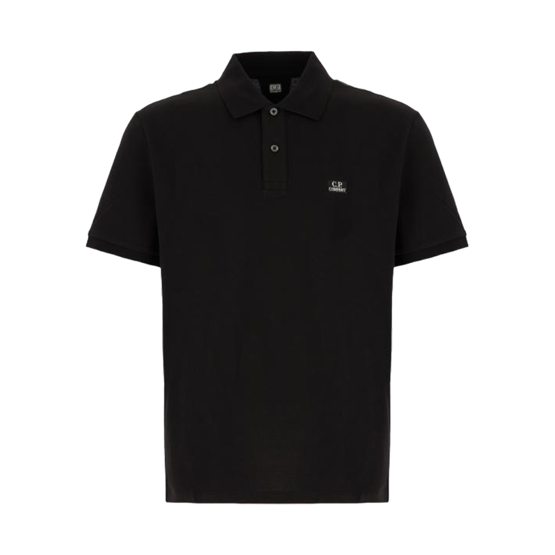 C.P. 컴퍼니 스트레치 피케 로고 폴로 블랙 - 25SS(C.P. Company Stretch Piquet Logo Polo Black - 25SS)