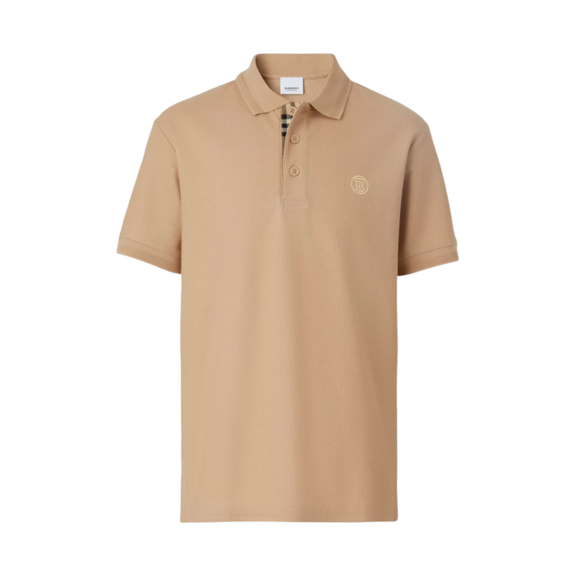 8057088 Burberry Monogram Motif Cotton Pique Polo Shirt Soft Fawn