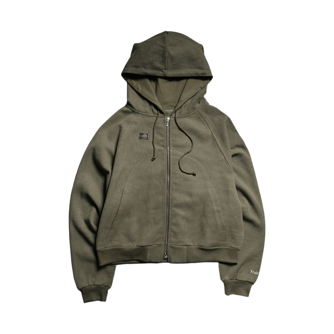 트락타트 굽은 갓길 후드집업 카키(Traktat Round Shoulder Zip-Up Hoodie Khaki)