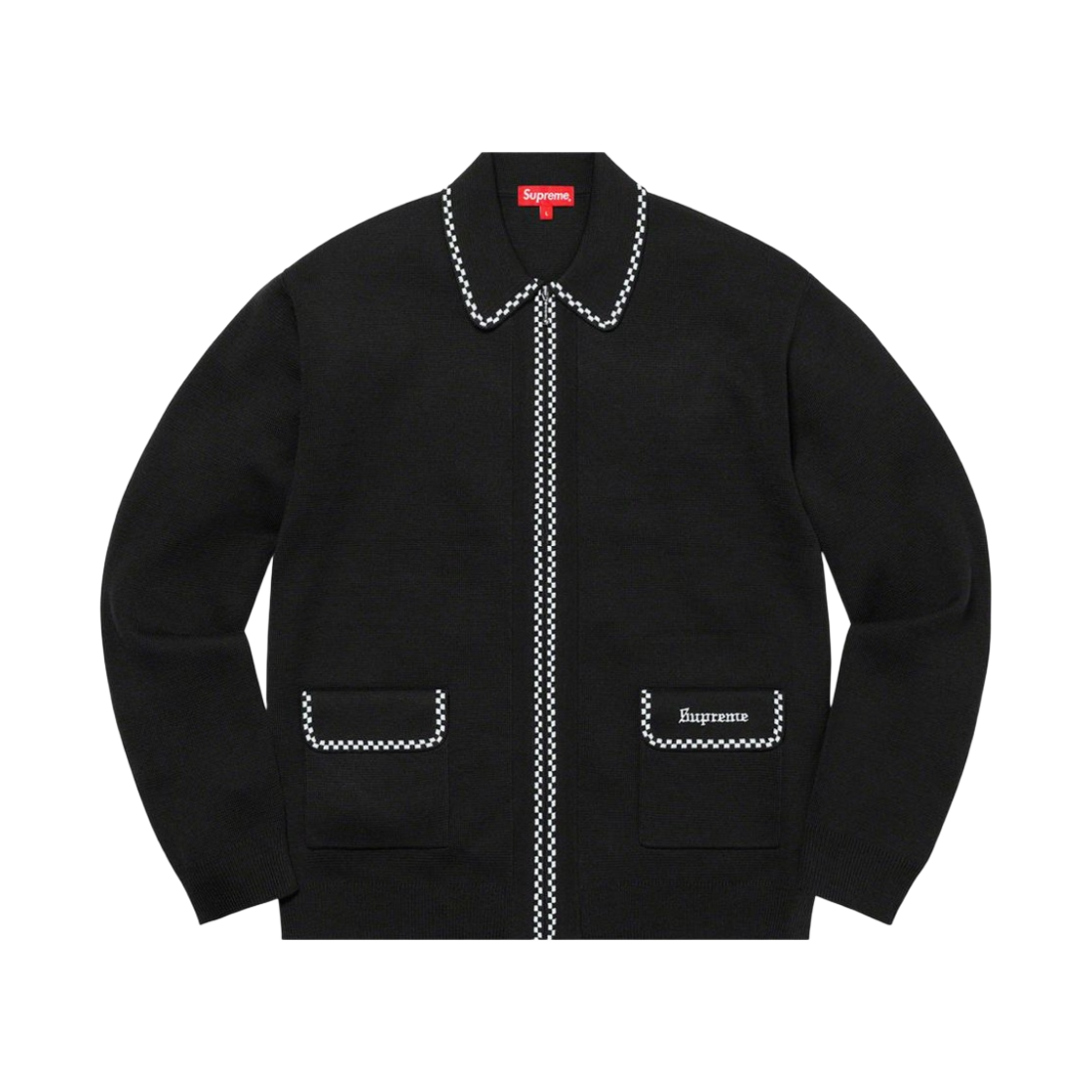 슈프림 체커보드 집업 스웨터 블랙 - 20FW(Supreme Checkerboard Zip Up Sweater Black - 20FW) - 1