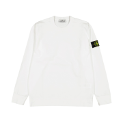 Stone Island 63750 Garment Dyed Heavy Cotton Long Sleeve T-Shirt White - 22SS