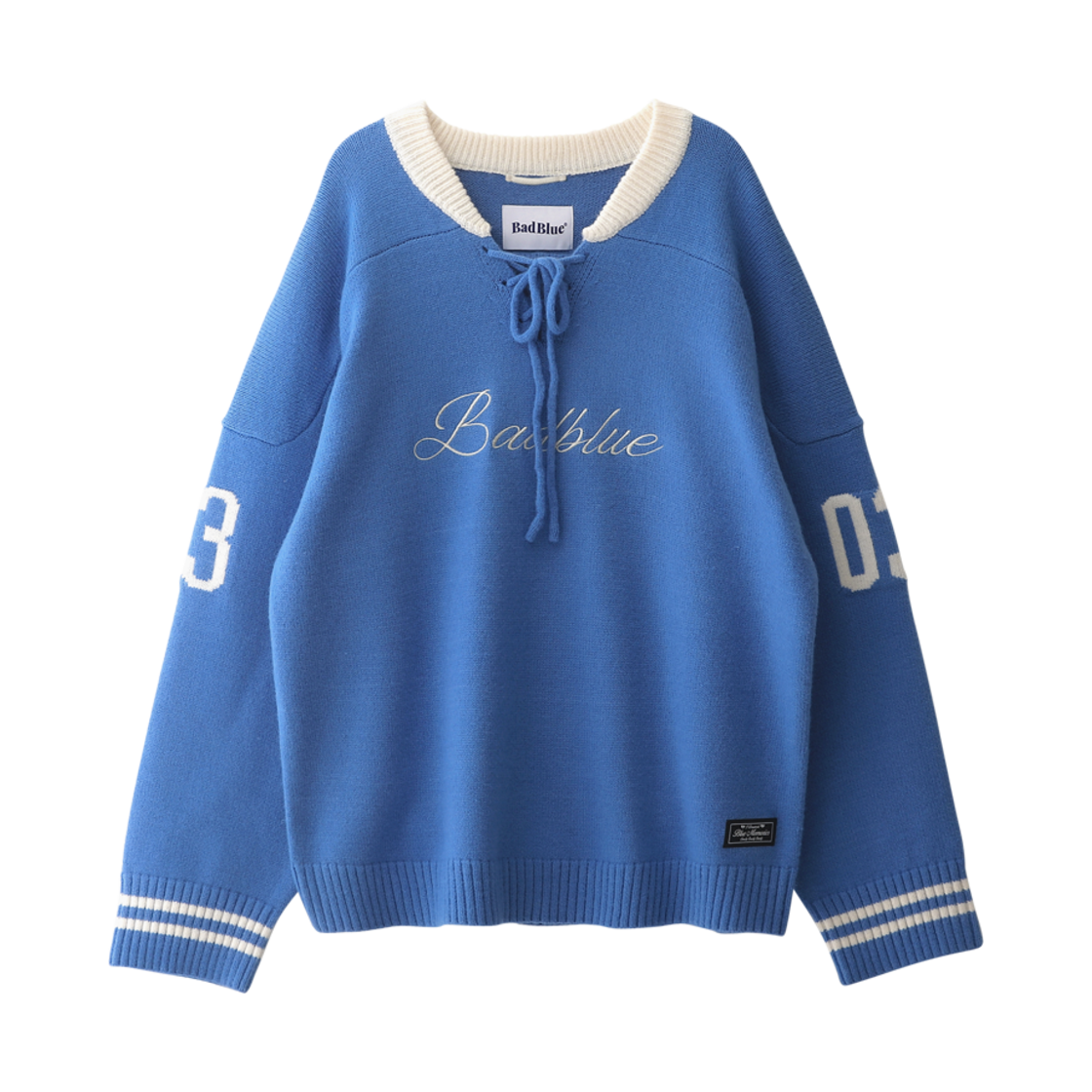 b2529 BadBlue Knit Hockey Jersey Skyblue
