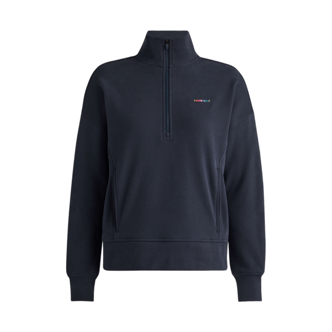 GLM000011 (W) G/Fore I Hate Golf French Terry Quarter Zip Boxy Pullover Navy