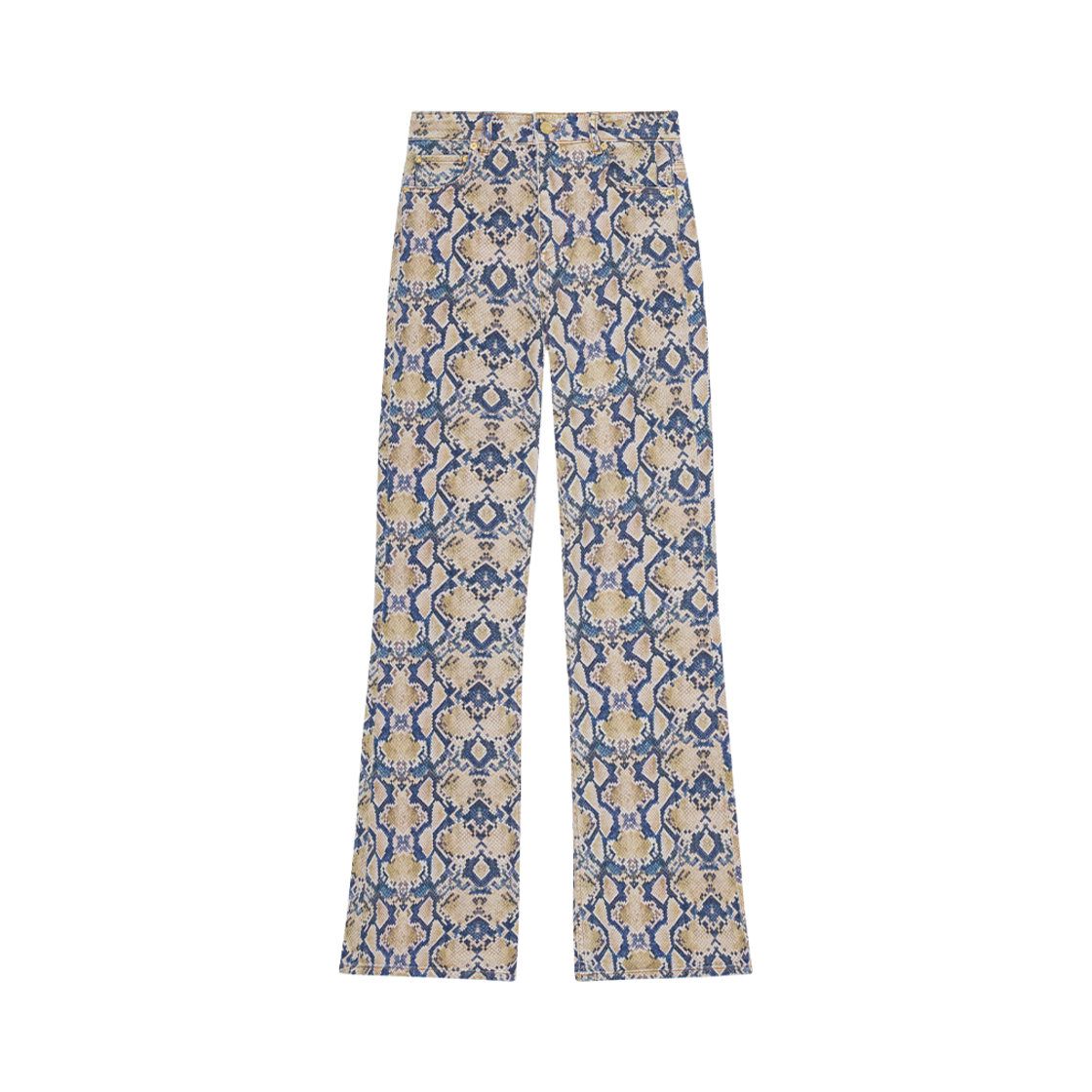 J1389-883 (W) Ganni Snake Printed Iry Jeans Safari