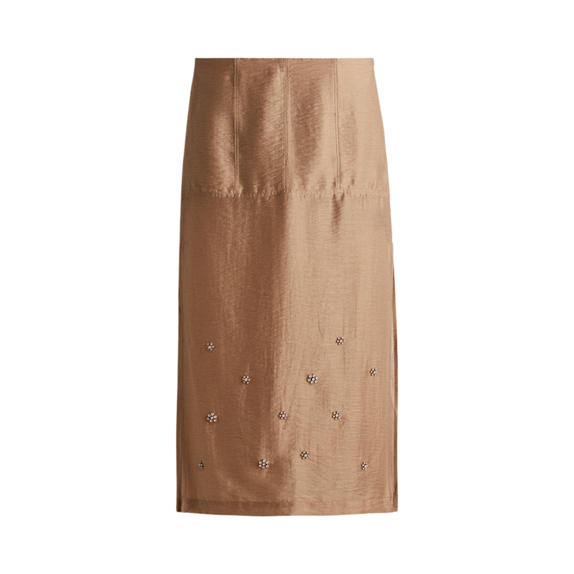 1284895001 (W) H&M Sheer Embellished Skirt Dark Beige