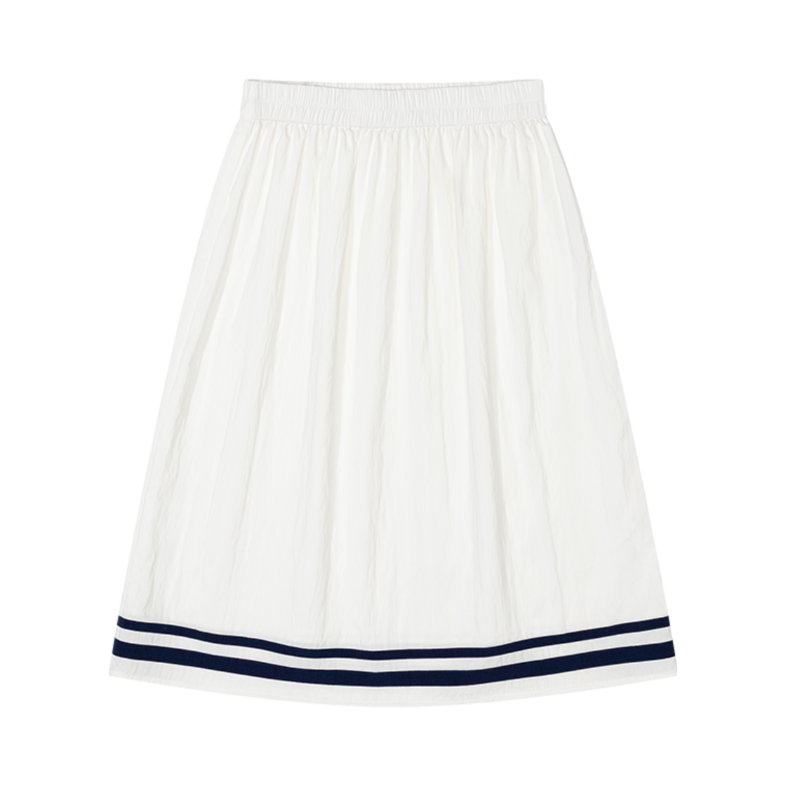 프리터 마린 스트라이프 미드 스커트 화이트