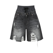 ADSB Andersson Bell Women Denny Sweat Waist Damaged Shorts Washed Black