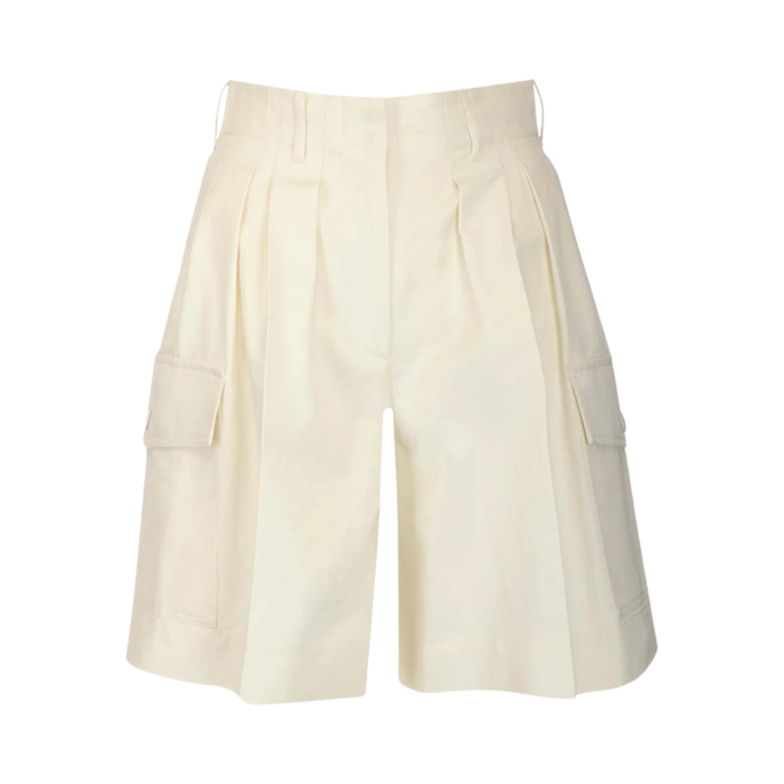 H1-093-2A00012-5962Q-032 (W) Moncler High Waist Straight Cut Shorts Off White - 22SS