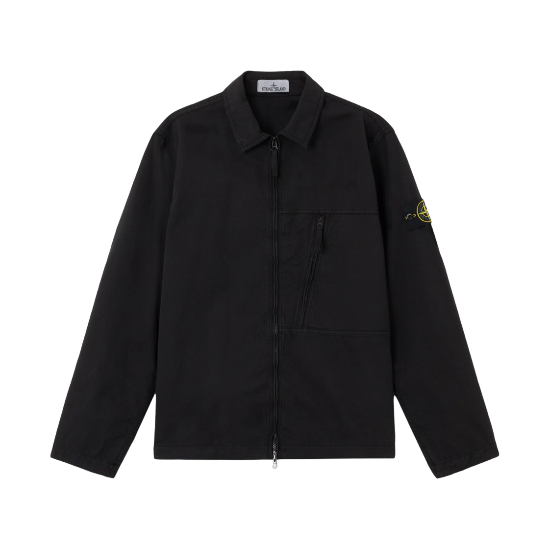 스톤 아일랜드 1200003 수피마 코튼 트윌 스트레치 TC 오버셔츠 다이애그널 집 체스트 포켓 앤 투 웨이 집 블랙 - 25FW(Stone Island 1200003 Supima Cotton Twill Stretch TC Overshirt with Diagonal Zip Chest Pocket and Two Way Zip Black - 25FW)