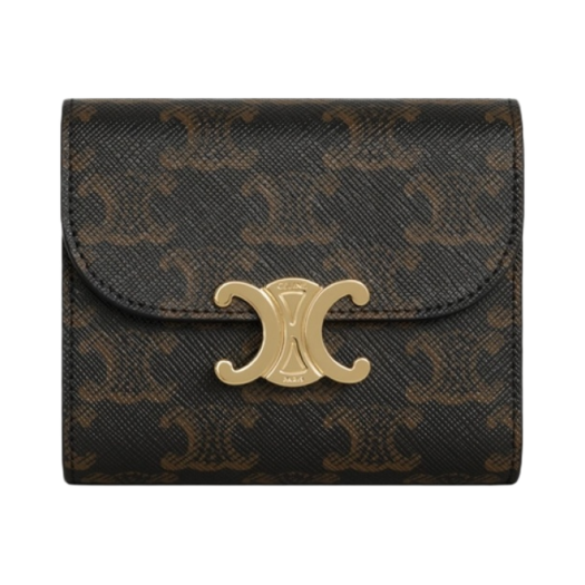 Celine Small Wallet Triomphe in Triomphe Canvas Tan