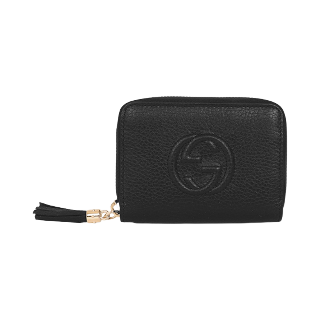 598209-A7M0G-1000 Gucci Soho Tassle Zip Around Wallet Black