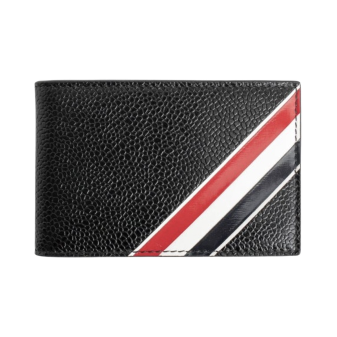 MAW086A-00198-001 Thom Browne Pebble Grained Leather RWB Wallet Black