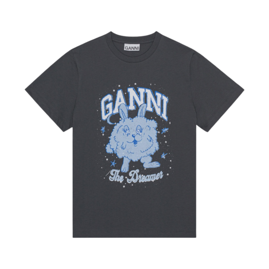 T3676-490 (W) Ganni Relaxed Dream Bunny T-Shirt Volcanic Ash