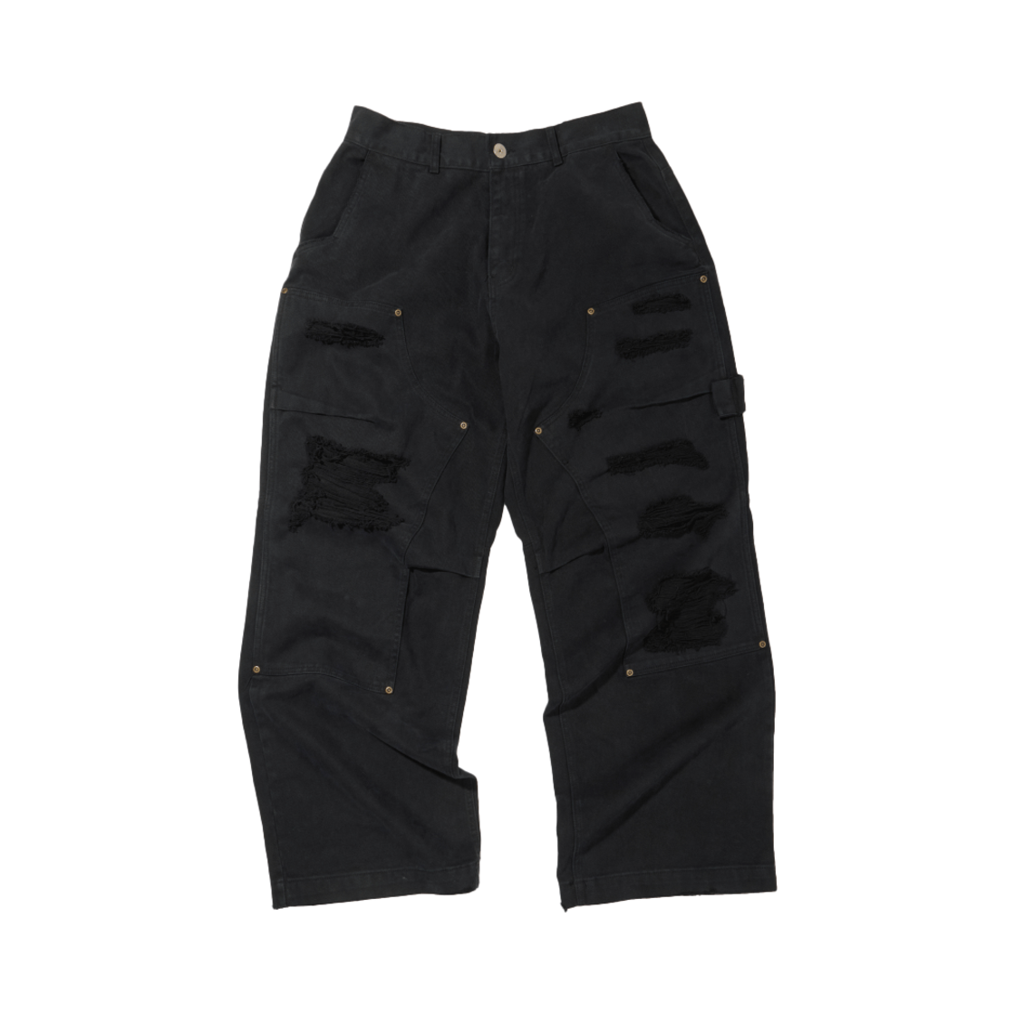 ET2403PT02BK ETCE Double Knee Destroyed Pants Black