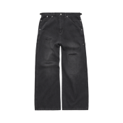 Polyteru Damaged Carpenter Pants Washed Black
