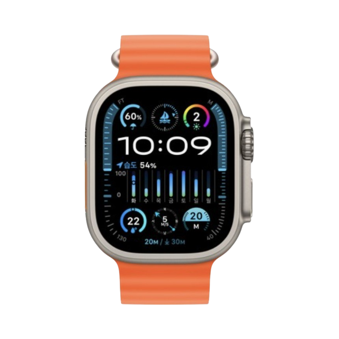 애플 워치 울트라 2 49mm 티타늄 케이스 오션 밴드 오렌지 (국내 정식 발매 제품)(Apple Watch Ultra 2 49mm Titanium Case with Ocean Band Orange (Korean Ver.)) - 2