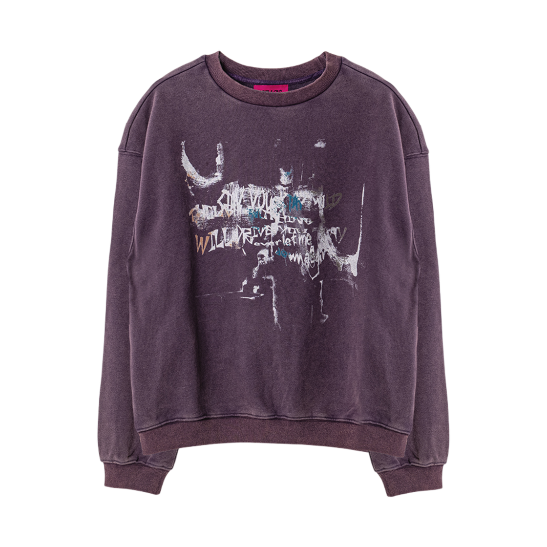 멜로우 그래픽 빈티지 워싱 스웻 셔츠 퍼플(MELLOW Graphic Vintage Washing Sweatshirt Purple)