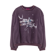 MELLOW Graphic Vintage Washing Sweatshirt Purple