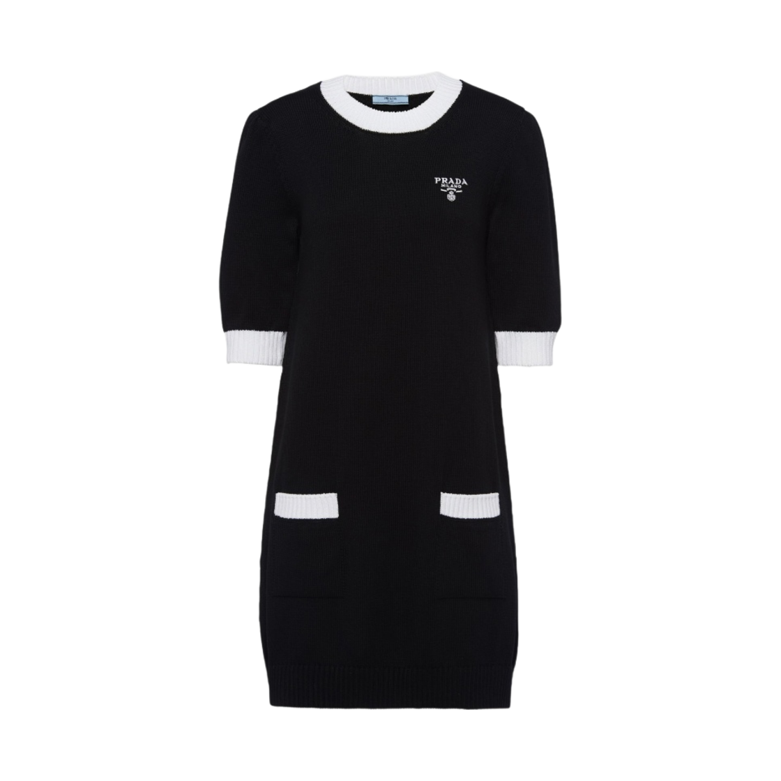 (W) 프라다 코튼 미니 드레스 블랙 화이트((W) Prada Cotton Mini Dress Black White) - 1