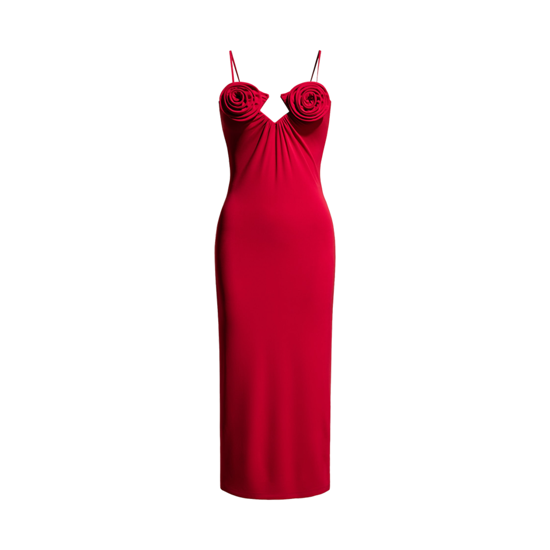 1261825001 (W) H&M x Magda Butrym Rose Applique Strap Dress Red