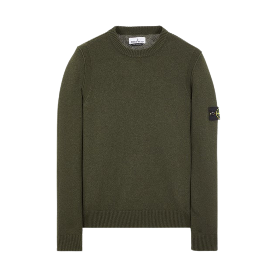 스톤 아일랜드 508A3 램스울 크루넥 니트 올리브 그린 - 23FW(Stone Island 508A3 Lambswool Crewneck Knit Olive Green - 23FW)