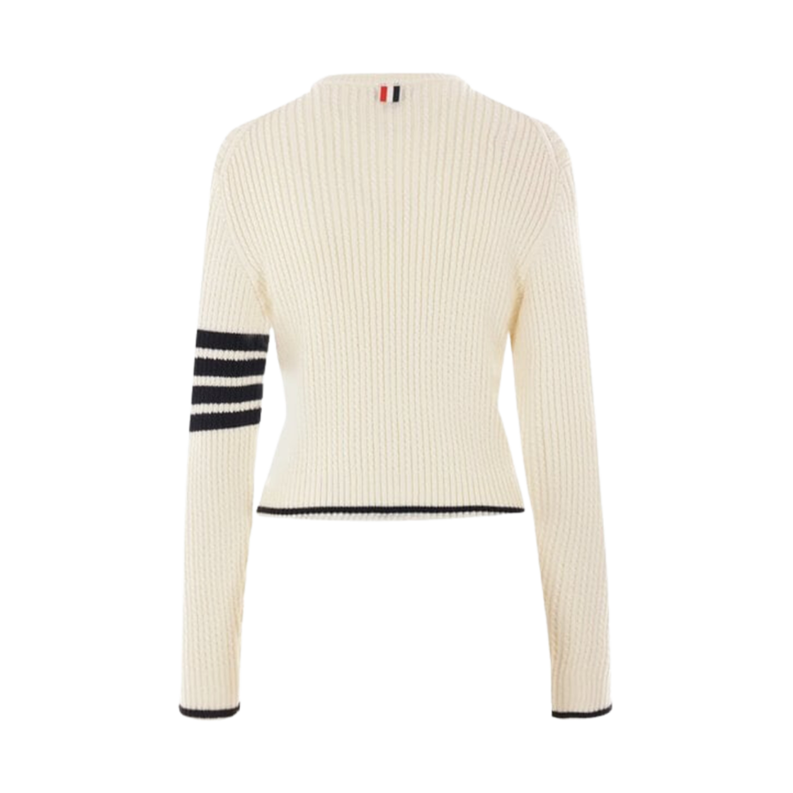 (W) 톰브라운 메리노 울 사선 크롭 케이블 풀오버 화이트((W) Thom Browne Merino Wool 4-Bar Cropped Cable Pullover White) - 2