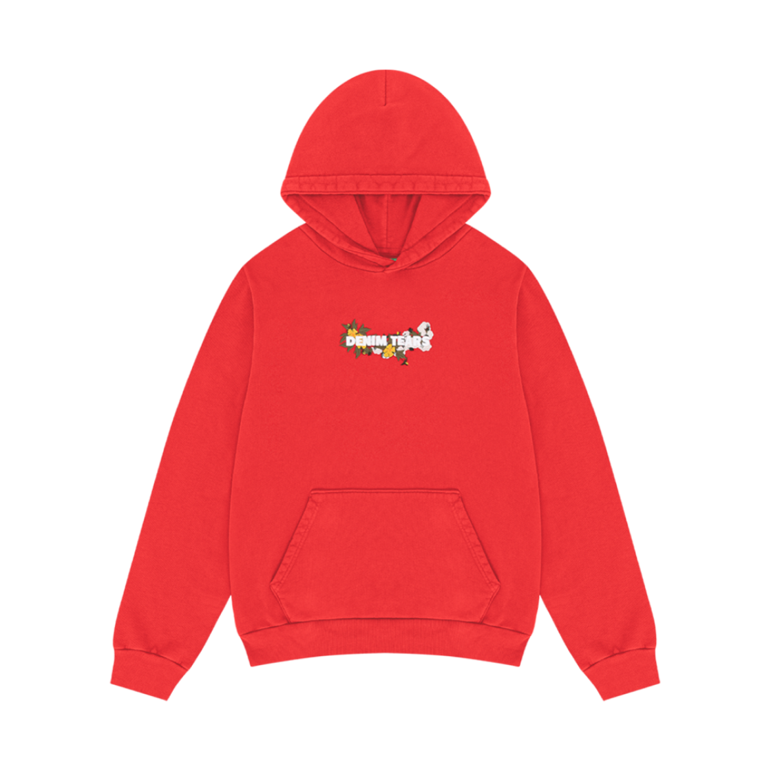 - Denim Tears Embroidered Floral Hoodie Red