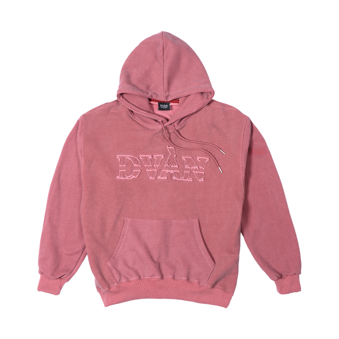42 DVAN Damaged Emb Pigment Hoodie Dark Pink