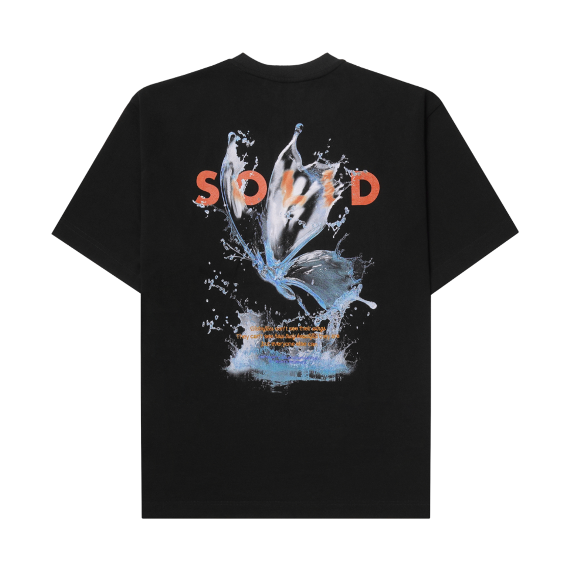 솔리드 옴므 블랙 워터 버터플라이 티셔츠 블랙 - 24SS(Solid Homme Black Water Butterfly T-Shirt Black - 24SS)