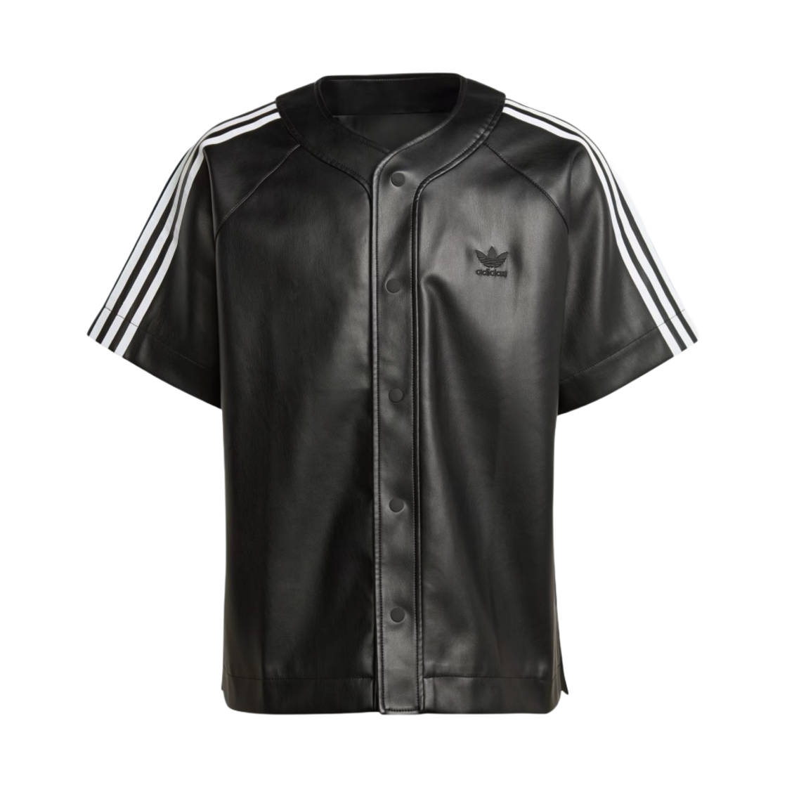아디다스 포우 레더 아디컬러 3S 베이스볼 셔츠 블랙 - KR 사이즈(Adidas Faux Leather Adicolor 3S Baseball Shirt Black - KR Sizing) - 1