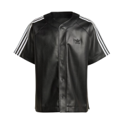 Adidas Faux Leather Adicolor 3S Baseball Shirt Black - KR Sizing
