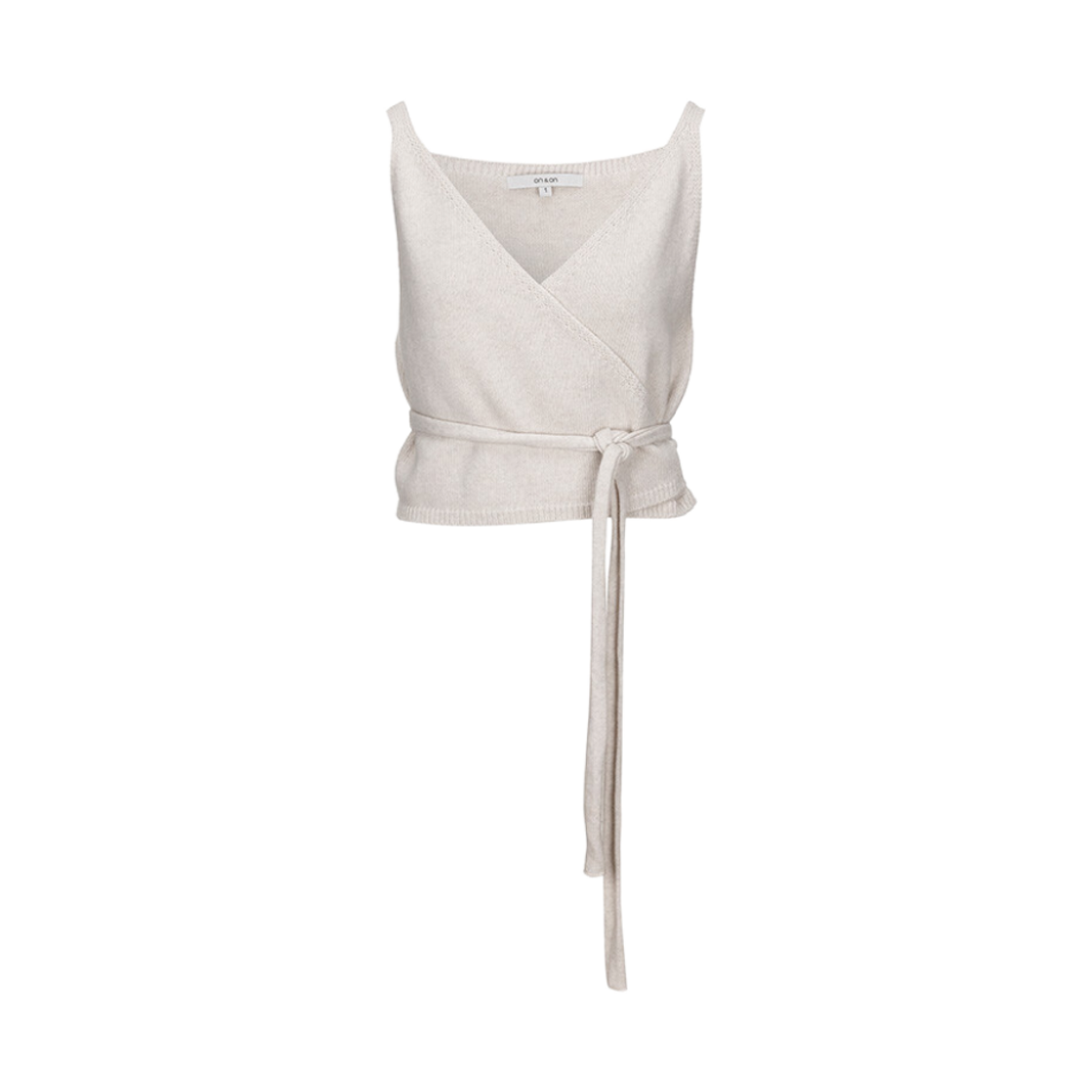 (W) 온앤온 크롭 랩 뷔스티에 니트 오트밀((W) On&On Cropped Wrap Bustier Knit Oatmeal)