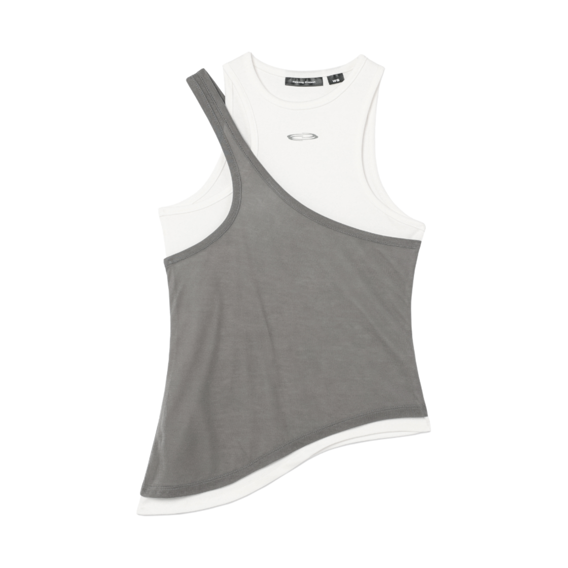 OP252WSL01WH00 Opening Project Asymmetry Layered Sleeveless T Shirt White