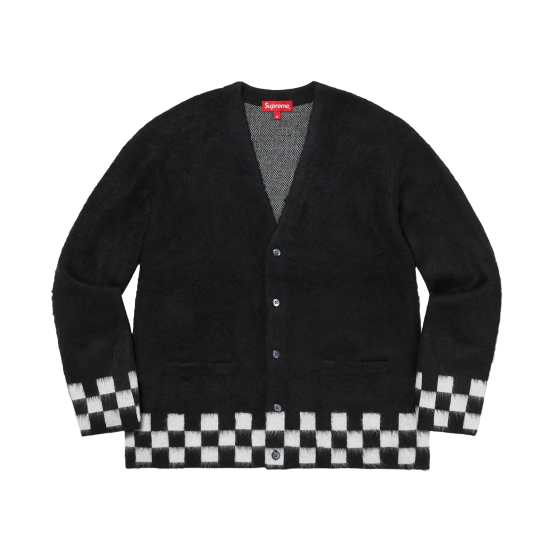 슈프림 브러쉬드 체커보드 가디건 블랙 - 21SS