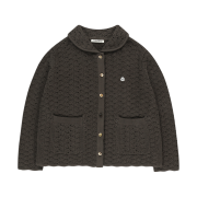 COYSEIO Wave Knit Cardigan Dark Brown