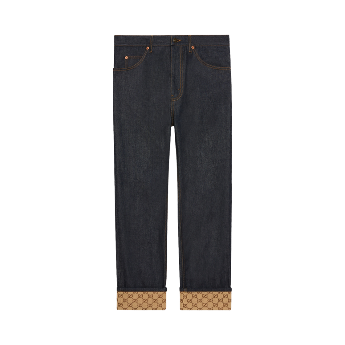 구찌 데님 트라우저 커프 다크 블루(Gucci Denim Trousers with Cuffs Dark Blue) - 1