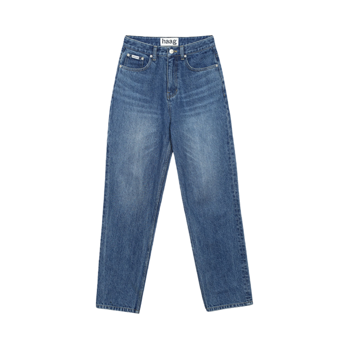 - (W) Haag Straight Denim Pants Mid Blue