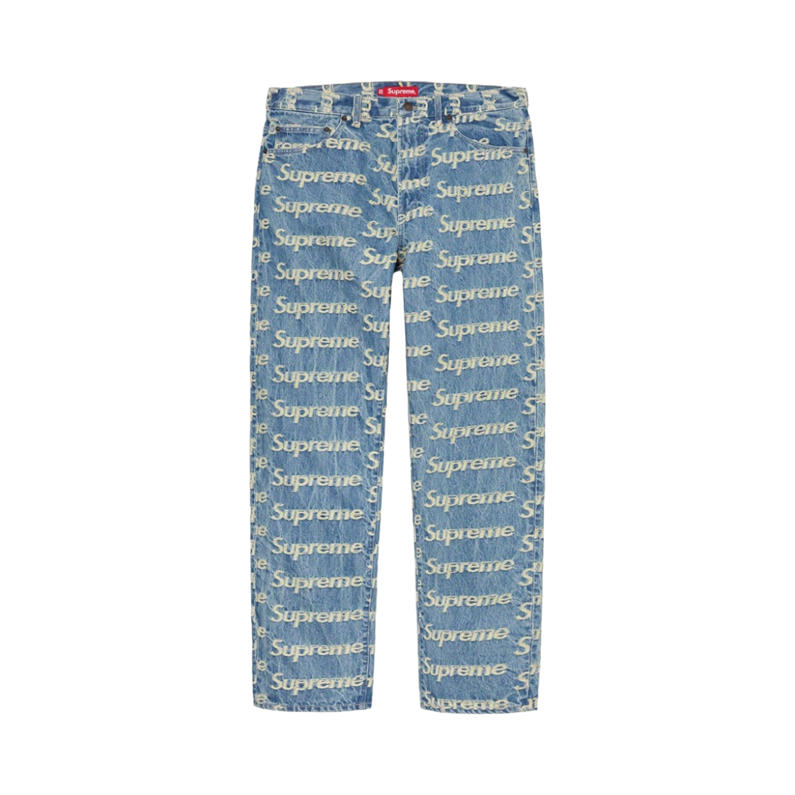 슈프림 프레이드 로고 레귤러 진 블루 - 21SS