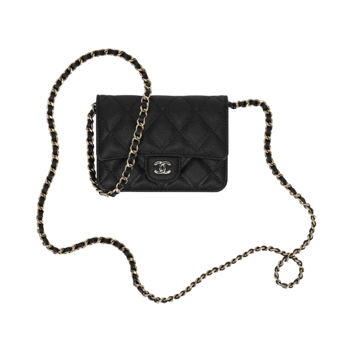 샤넬 클래식 플랩 체인 카드 홀더 그레인드 카프스킨 & 골드 메탈 블랙(Chanel Classic Flap Card Holder with Chain Grained Calfskin & Gold Black) - 3