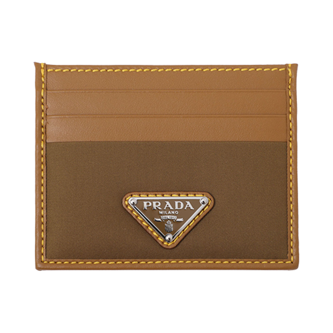 2MC025-2CX2-F0594 Prada Logo Re-Nylon Card Holder Cork Beige