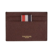Thom Browne Pebble Grain Leather Stripe Note Compartment Card Holder Burgundy