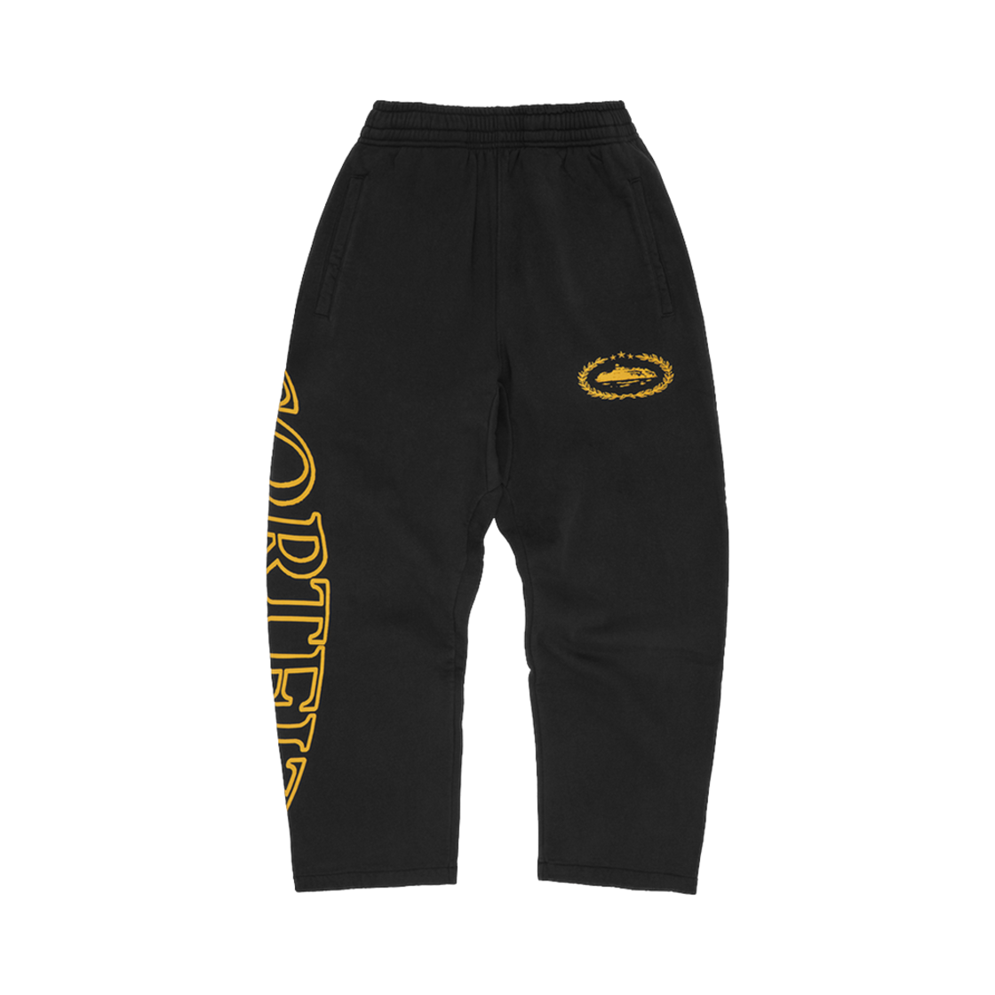 - Corteiz Superior Royale Open Hem Pants Black Yellow