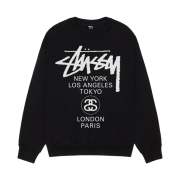 Stussy World Tour Crew Pigment Dyed Black