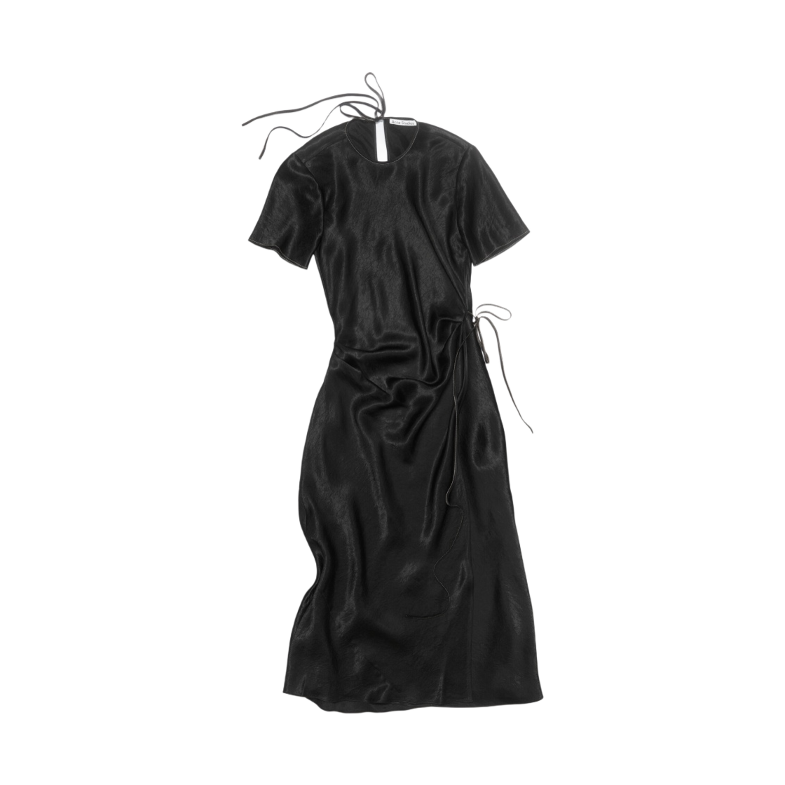 (W) 아크네 스튜디오 사틴 랩 드레스 블랙((W) Acne Studios Satin Wrap Dress Black) - 1