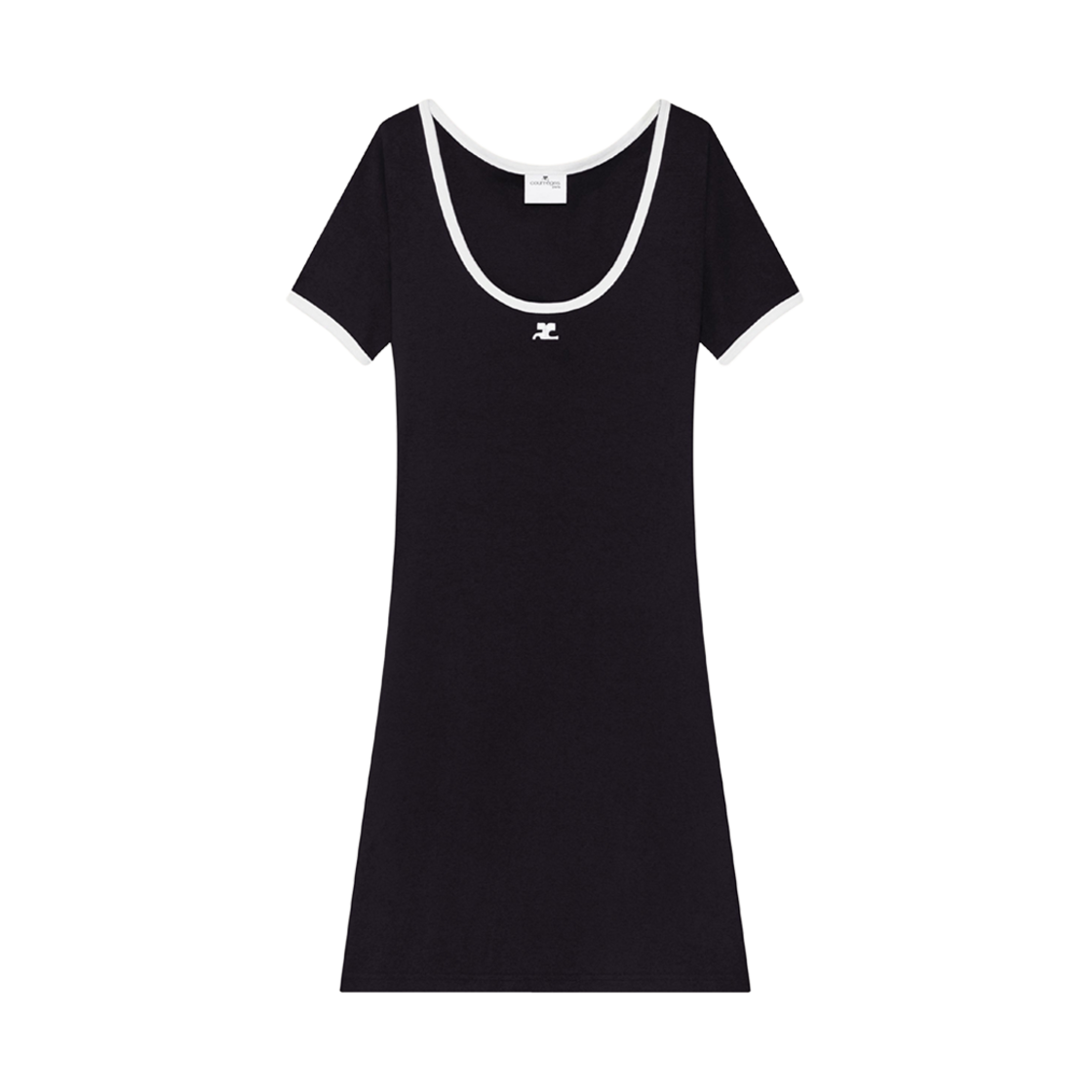 (W) 꾸레쥬 홀리스틱 콘트라스트 미니 드레스 헤리티지 화이트((W) Courreges Holistic Contrast Mini Dress Black Heritage White)